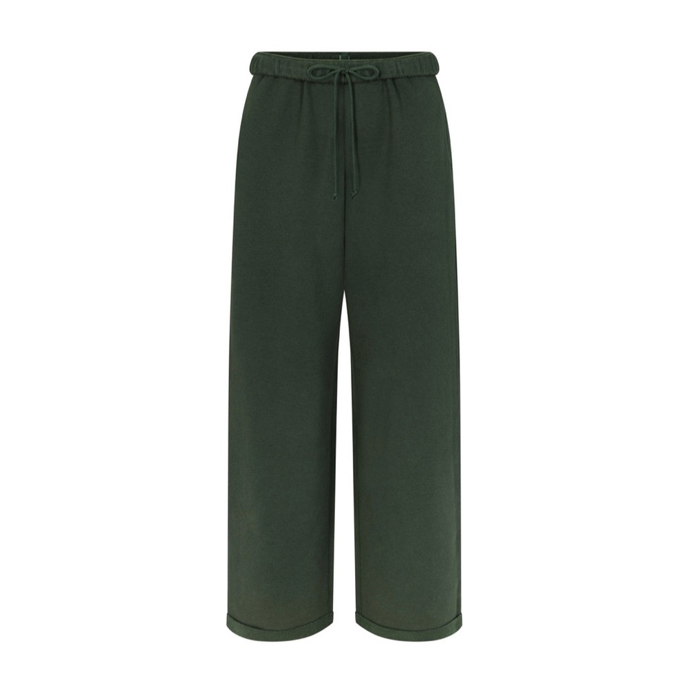 Skims Cotton Fleece Classic Straight Leg Pants Spruce NWT